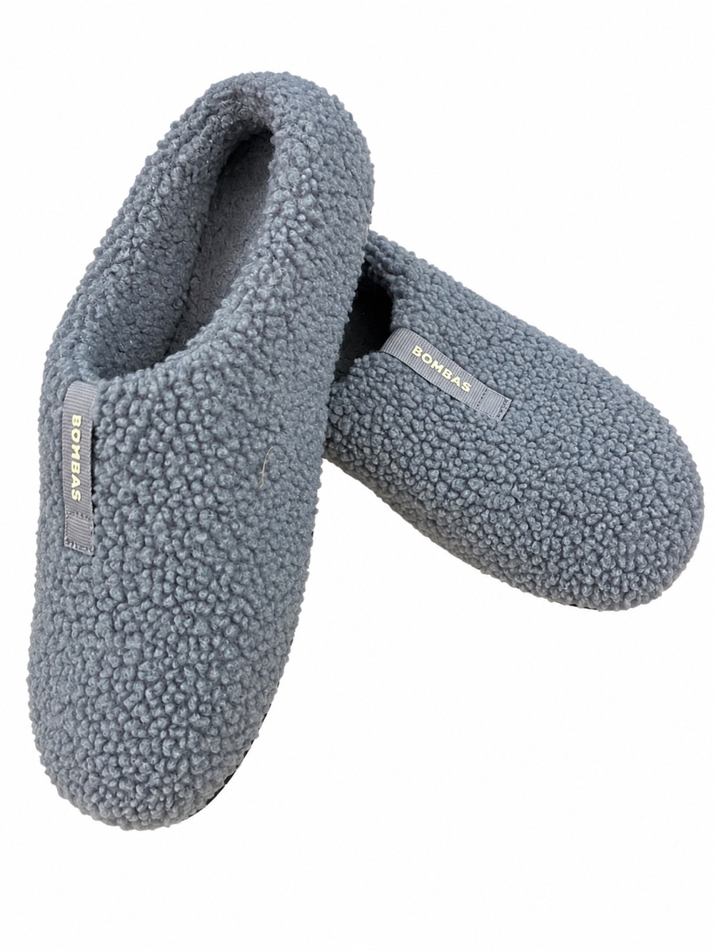 Bombas Womenโs Sunday Slipper. Gray Fleece Sherpa Gripper. Size 9.